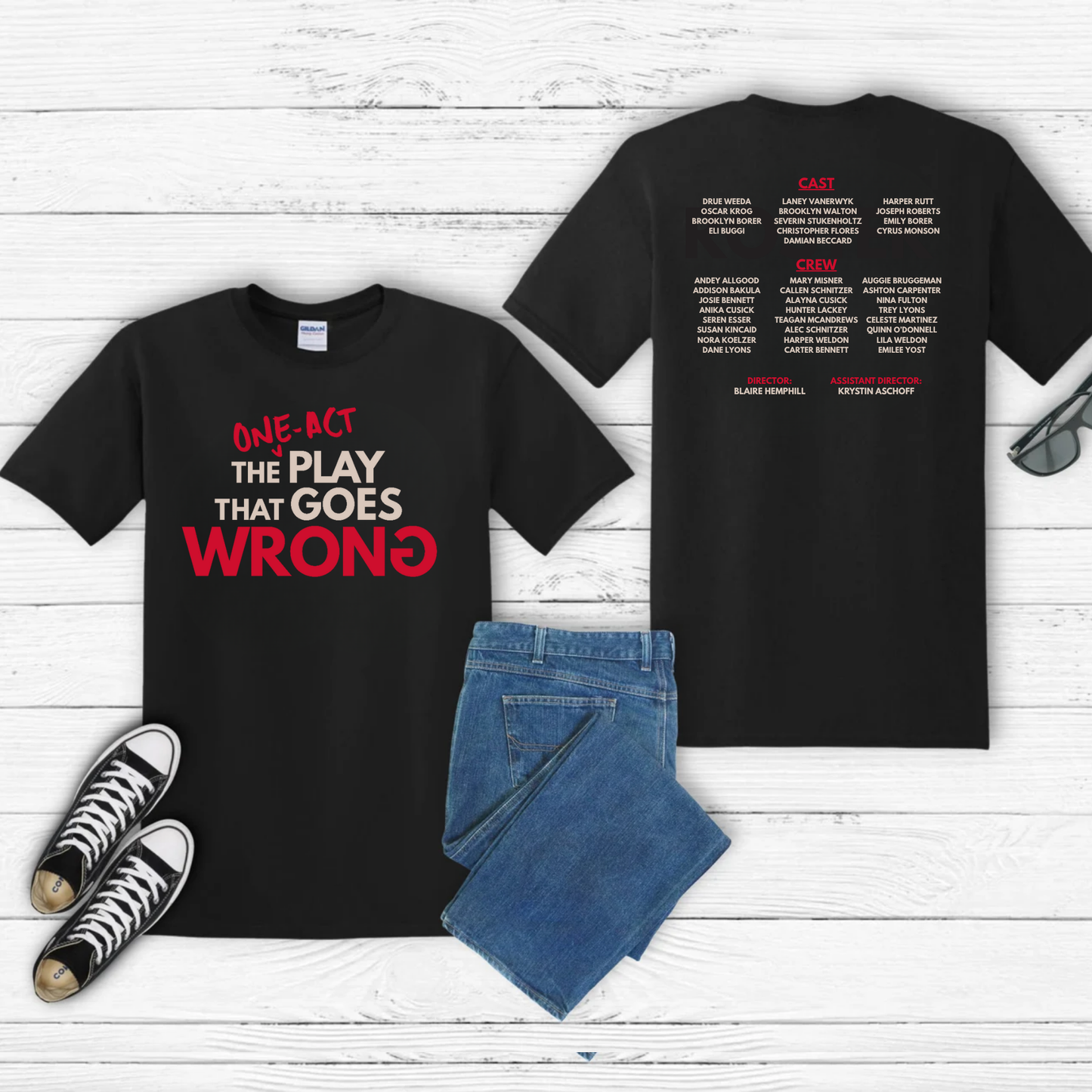 One Act Crew Tee (on Black)