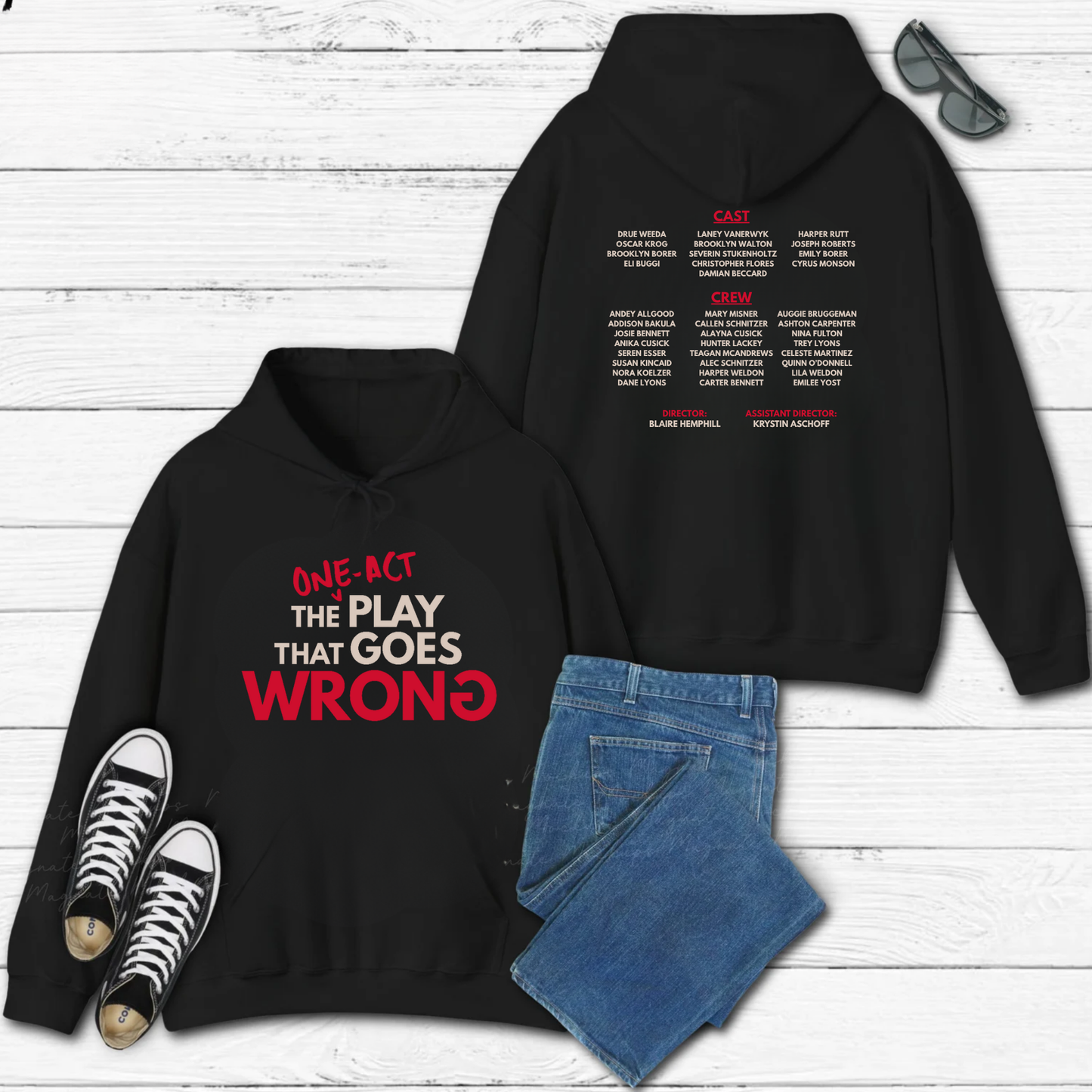 One Act Crew Hoodie (on Black)